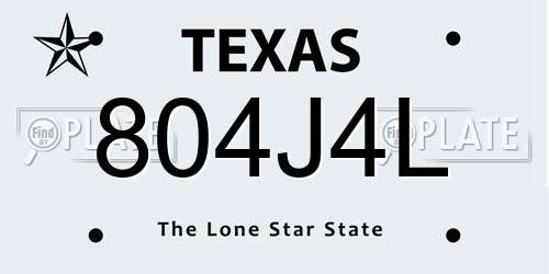 804J4L Texas License Plate