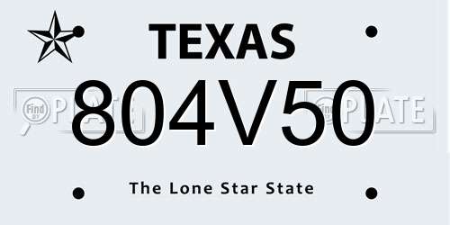 804V50 Texas License Plate