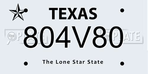804V80 Texas License Plate