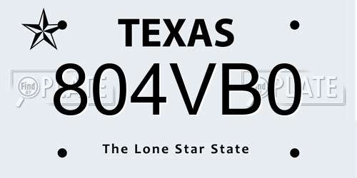804VB0 Texas License Plate