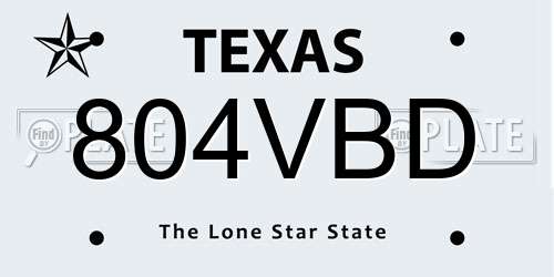 804VBD Texas License Plate
