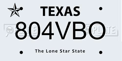 804VBO Texas License Plate