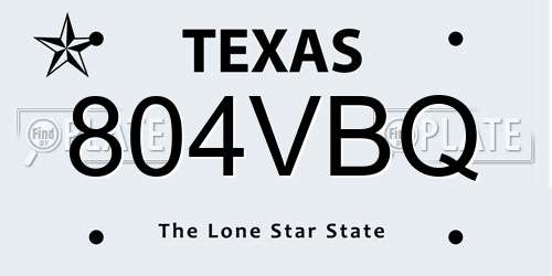 804VBQ Texas License Plate