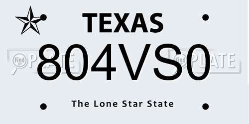 804VS0 Texas License Plate