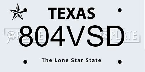 804VSD Texas License Plate