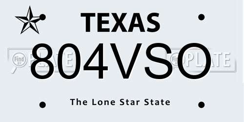 804VSO Texas License Plate