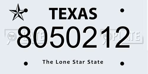 8050212 Texas License Plate