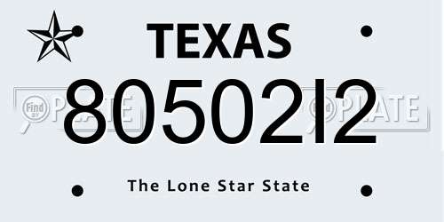 80502I2 Texas License Plate