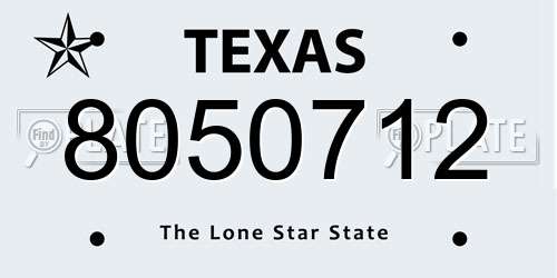 8050712 Texas License Plate