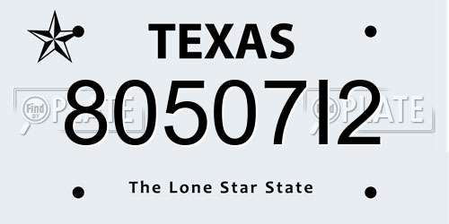 80507I2 Texas License Plate