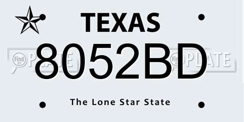 8052BD Texas License Plate