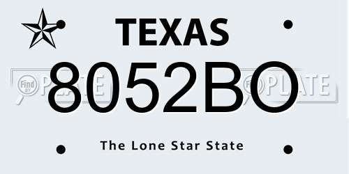 8052BO Texas License Plate