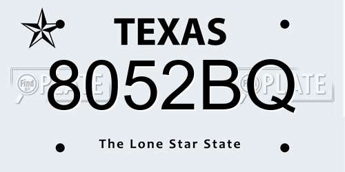 8052BQ Texas License Plate