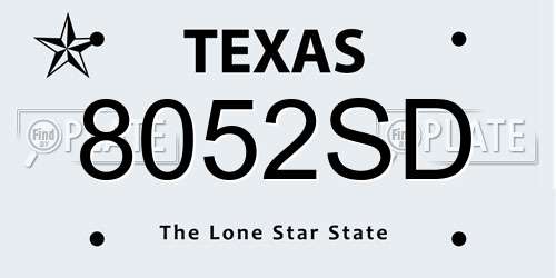 8052SD Texas License Plate
