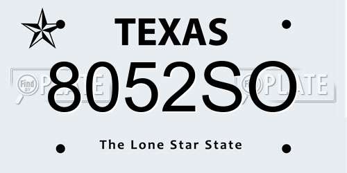 8052SO Texas License Plate