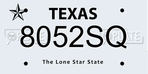 8052SQ Texas License Plate