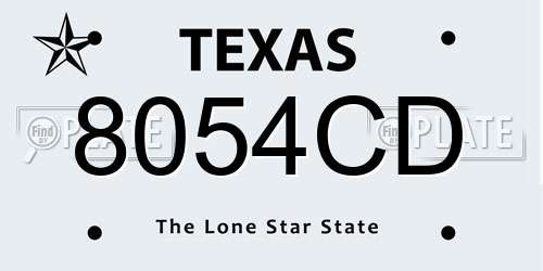 8054CD Texas License Plate