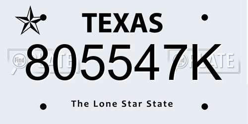 805547K Texas License Plate