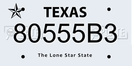 80555B3 Texas License Plate