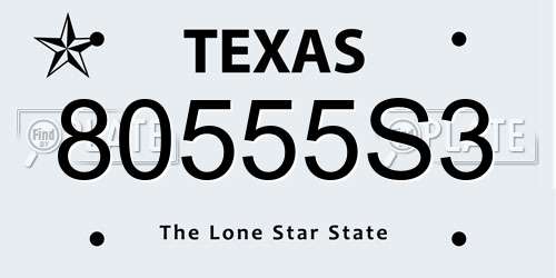 80555S3 Texas License Plate