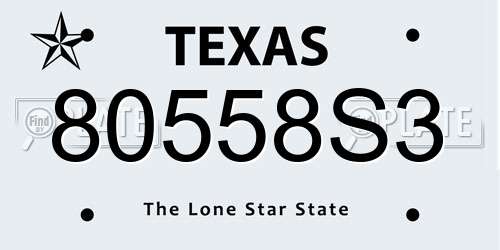 80558S3 Texas License Plate