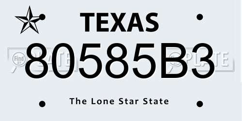 80585B3 Texas License Plate