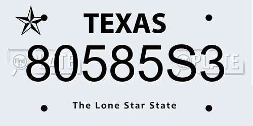 80585S3 Texas License Plate