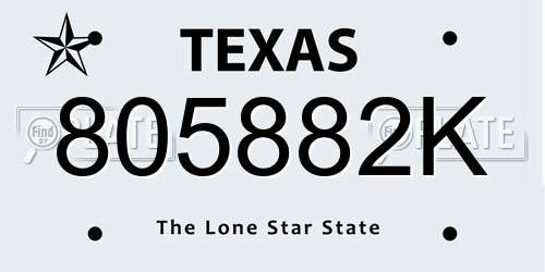 805882K Texas License Plate