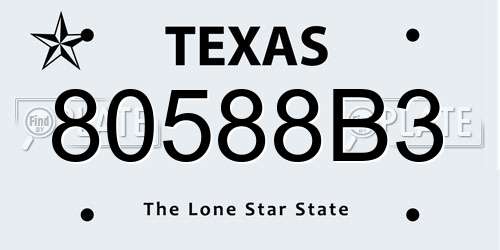 80588B3 Texas License Plate