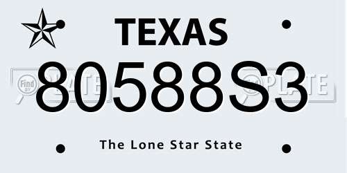 80588S3 Texas License Plate