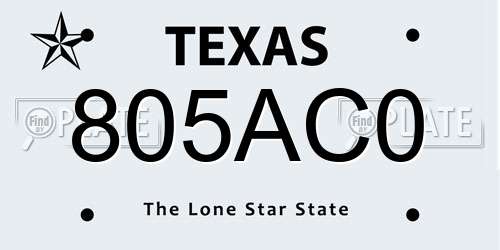 805AC0 Texas License Plate