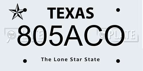 805ACO Texas License Plate