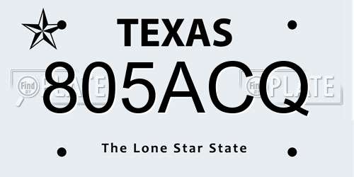 805ACQ Texas License Plate