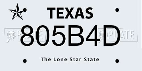 805B4D Texas License Plate