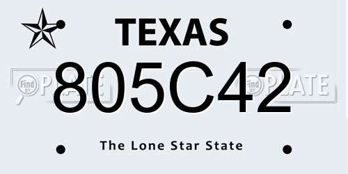 805C42 Texas License Plate