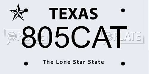 805CAT Texas License Plate