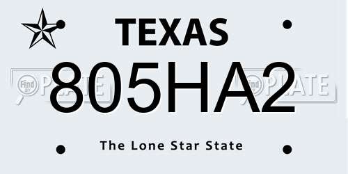 805HA2 Texas License Plate