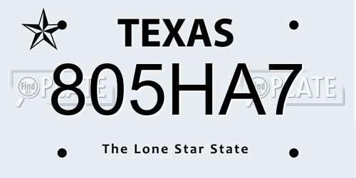 805HA7 Texas License Plate