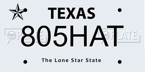 805HAT Texas License Plate