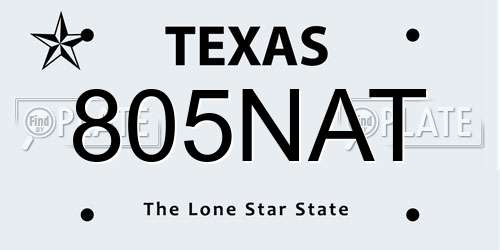 805NAT Texas License Plate