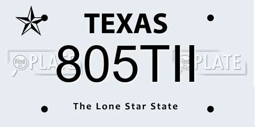 805TII Texas License Plate