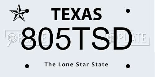 805TSD Texas License Plate