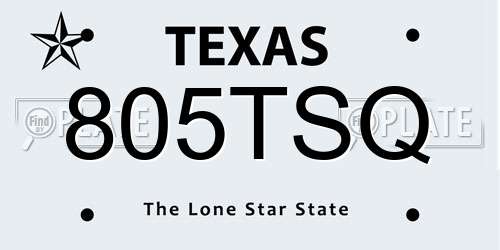 805TSQ Texas License Plate