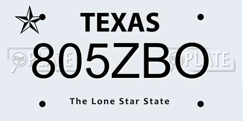 805ZBO Texas License Plate