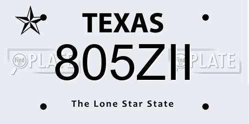 805ZII Texas License Plate