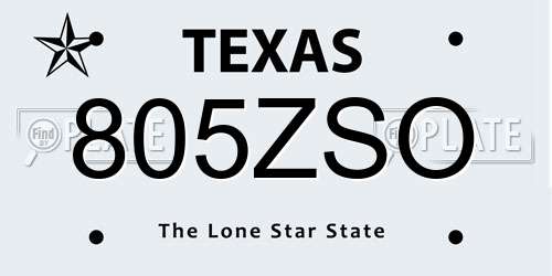 805ZSO Texas License Plate