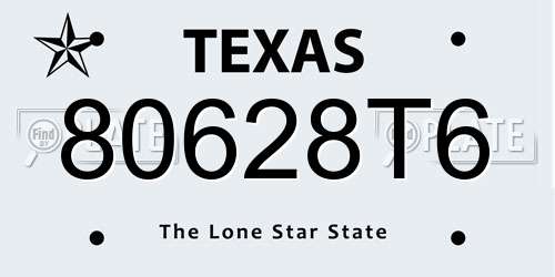 80628T6 Texas License Plate