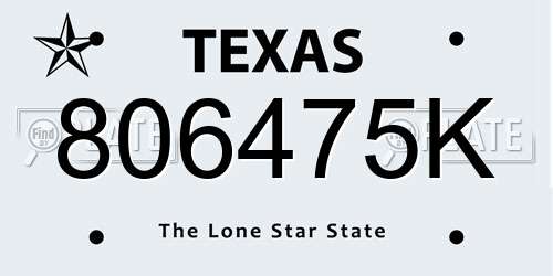 806475K Texas License Plate