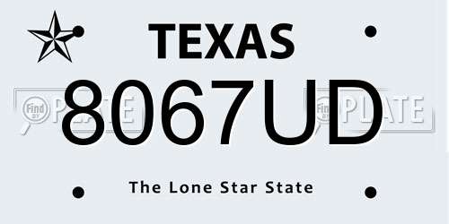 8067UD Texas License Plate