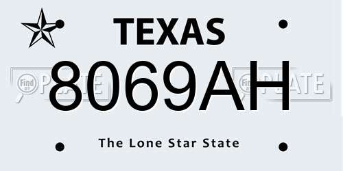 8069AH Texas License Plate